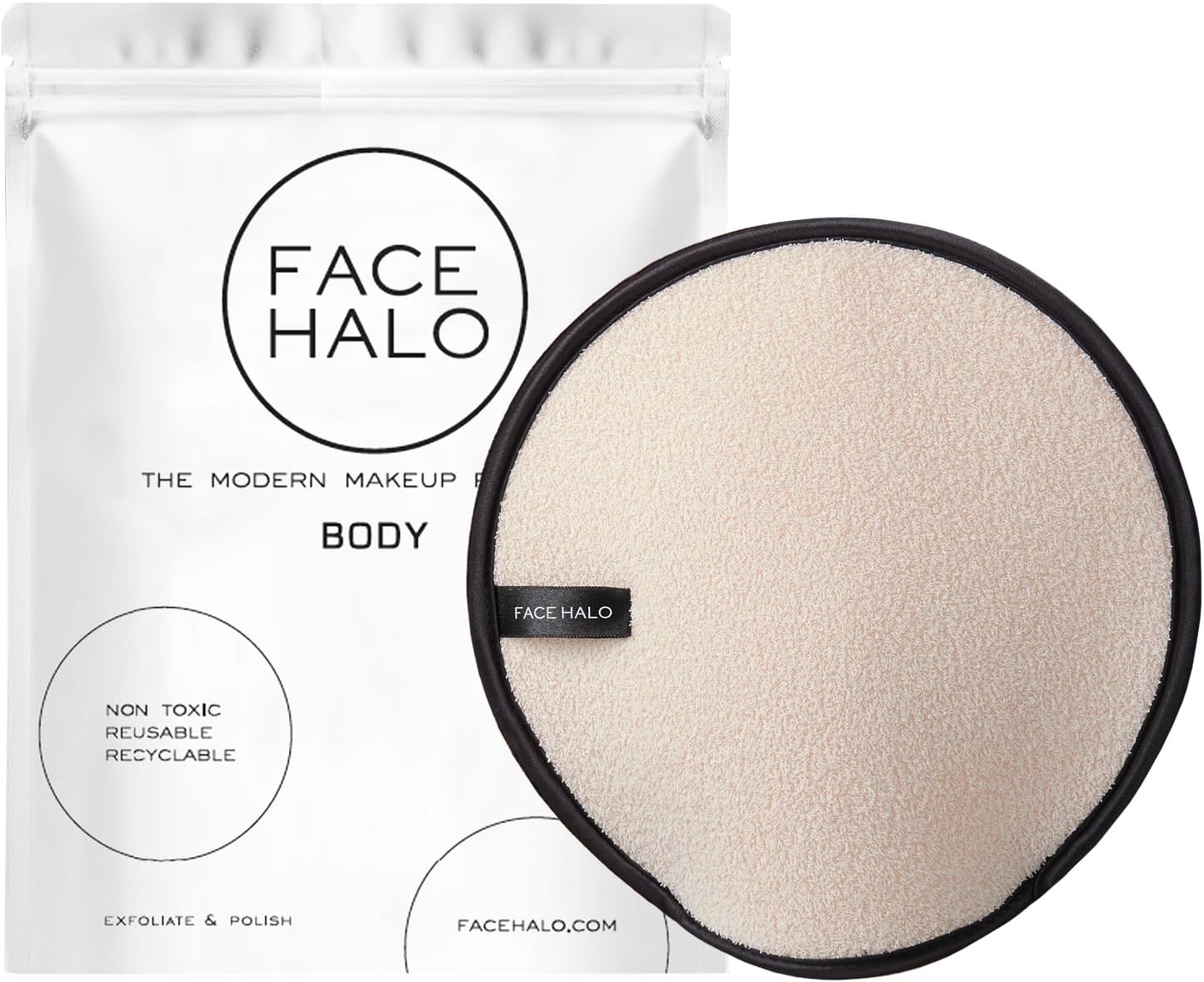 Face Halo Body Exfoliator and Polish Dual-Sided Mitt, Eco-Friendly, Reusable, Vegan Friendly (Pack of 1)