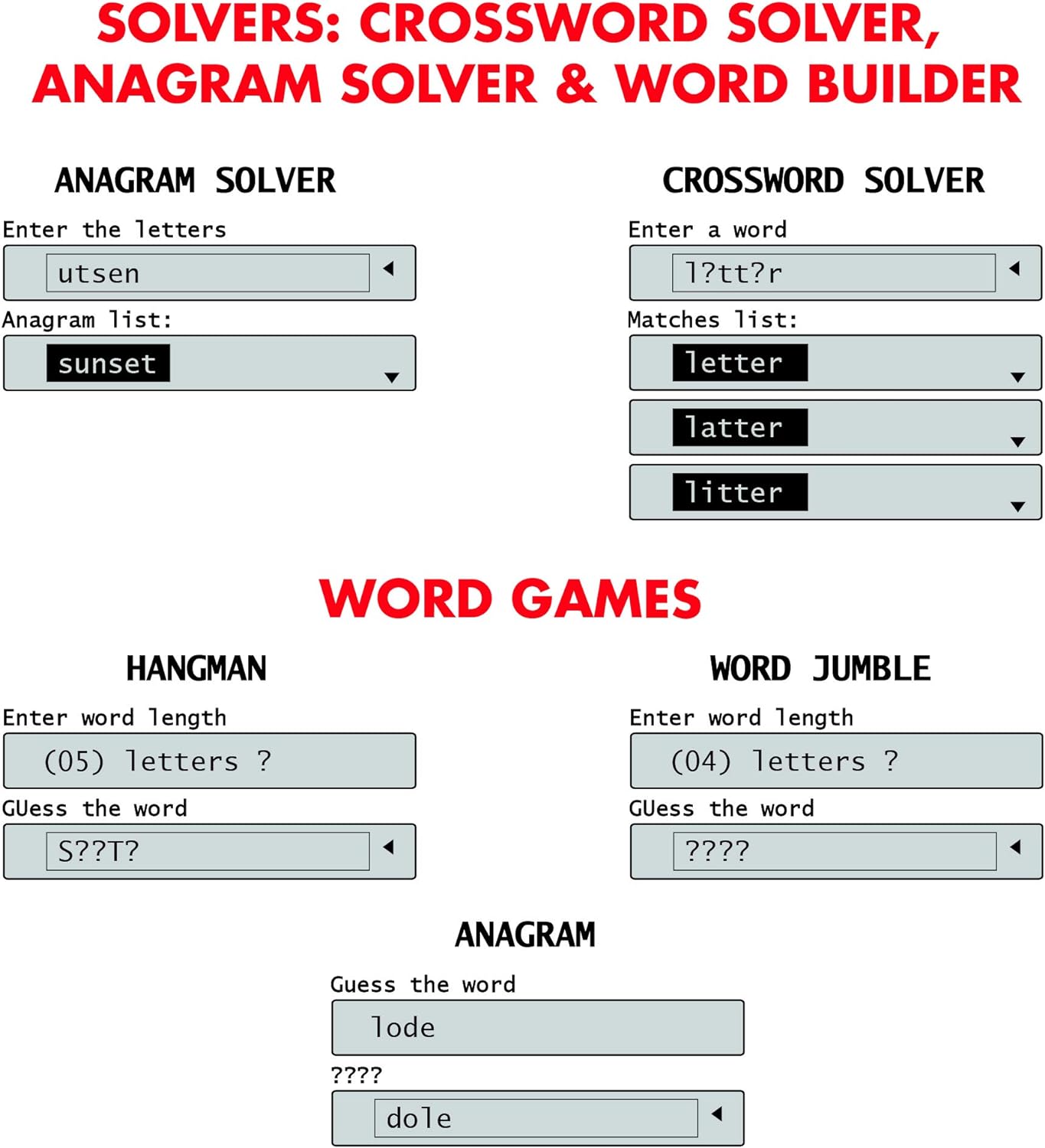 Lexibook DC753EN Letters Electronic Pocket Spellchecker, Thesaurus, Crossword, Conjugation, Anagram Solver, Words Games, with Battery, Blue/White
